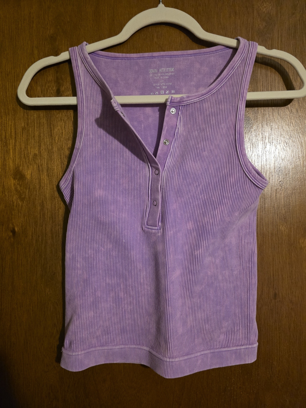 Zenana Outfitters Lavender Ribbed Henley Tank